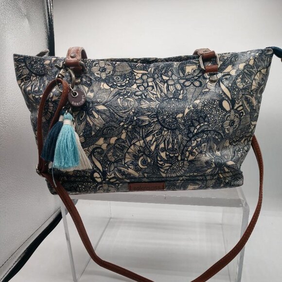 Sakroots City Satchel  Crossbody Blue/White - floral - Picture 5 of 10
